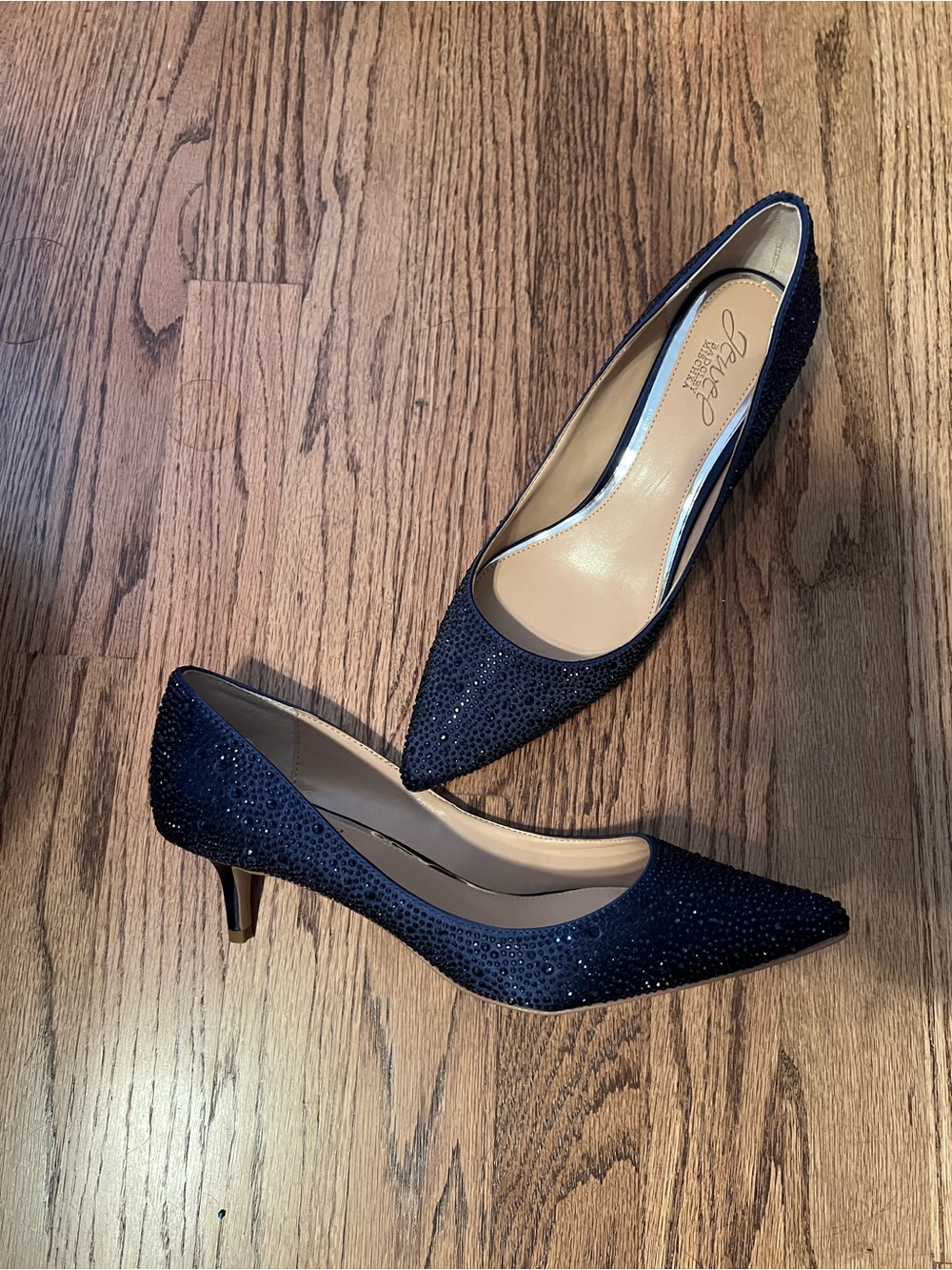 Jewel Badgley Mischka Frenchie Kitten Heel Navy Pumps